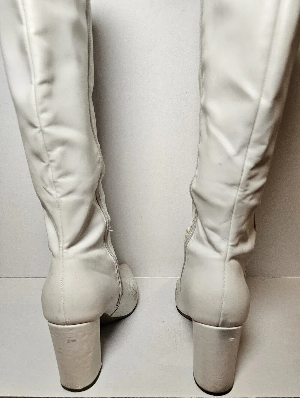 Marc Fisher Women's White Over-the-Knee Pointed Toe Block Heel Boots Size 9M